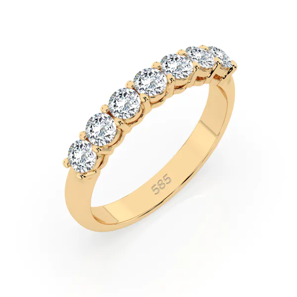 0,7 Karat Diamant Memoire Ring mit 7 Diamanten, Gelbgold 585 / 14K, Weite 49 mm, Gewicht ca. 