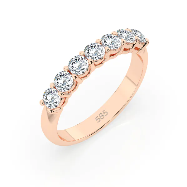 0,7 Karat Diamant Memoire Ring mit 7 Diamanten, Rotgold 585 / 14K, Weite 49 mm, Gewicht ca. 