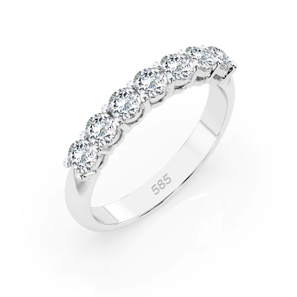 0,7 Karat Diamant Memoire Ring mit 7 Diamanten, Weißgold 585 / 14K, Weite 49 mm, Gewicht ca. 