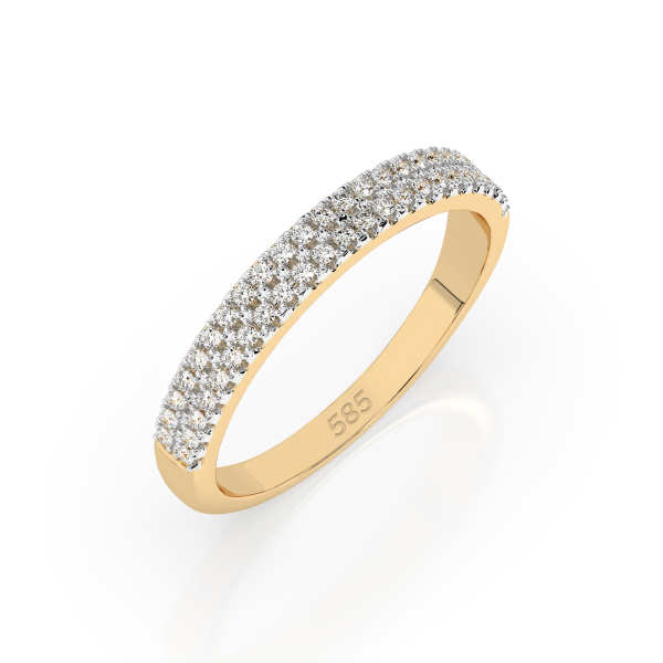 0,18 Karat Diamant Verlobungsring mit 46 Diamanten, Gelbgold 585 / 14K, Weite 57 mm, Gewicht ca. 1.7 g.