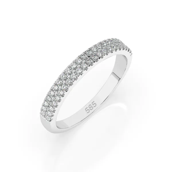 0,18 Karat Diamant Verlobungsring mit 46 Diamanten, Weißgold 585 / 14K, Weite 54 mm, Gewicht ca. 1.7 g.