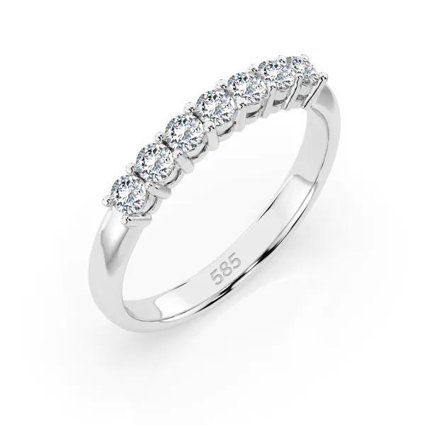 0,42 Karat Diamant Verlobungsring mit 7 Diamanten, Weißgold 585 / 14K, Weite 54 mm, Gewicht ca. 2.1 g.