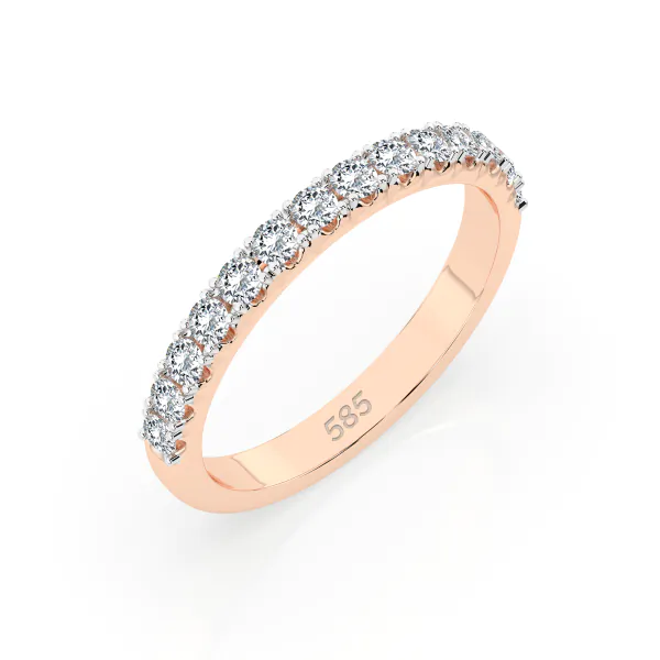 0,42 Karat Diamant Memoire Ring mit 14 Diamanten, Rotgold 585 / 14K, Weite 52 mm, Gewicht ca. 