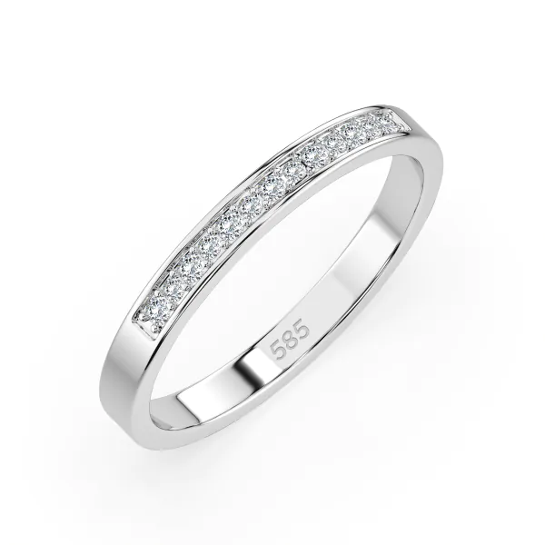 0,11 Karat Diamant Memoire Ring mit 13 Diamanten, Weißgold 585 / 14K, Weite 47 mm, Gewicht ca.
