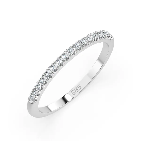 0,14 Karat Diamant Memoire Ring mit 17 Diamanten, Weißgold 585 / 14K, Weite 54 mm, Gewicht ca.
