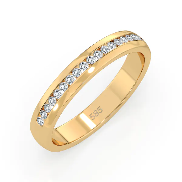 0,15 Karat Diamant Verlobungsring mit 19 Diamanten, Gelbgold 585 / 14K, Weite 49 mm, Gewicht ca. 2.8 g.