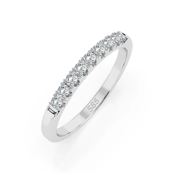 0,18 Karat Diamant Memoire Ring mit 9 Diamanten, Weißgold 585 / 14K, Weite 49 mm, Gewicht ca.