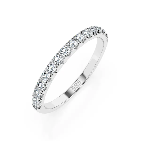 0,34 Karat Diamant Memoire Ring mit 17 Diamanten, Weißgold 585 / 14K, Weite 49 mm, Gewicht ca.