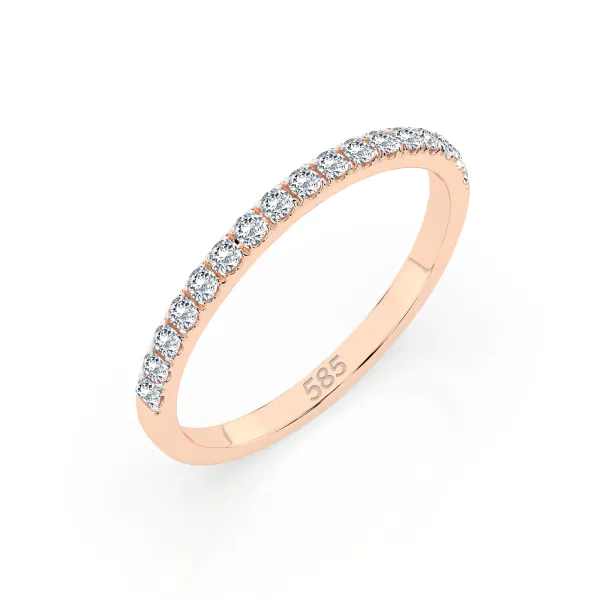 0,26 Karat Diamant Memoire Ring mit 17 Diamanten, Rotgold 585 / 14K, Weite 49 mm, Gewicht ca. 