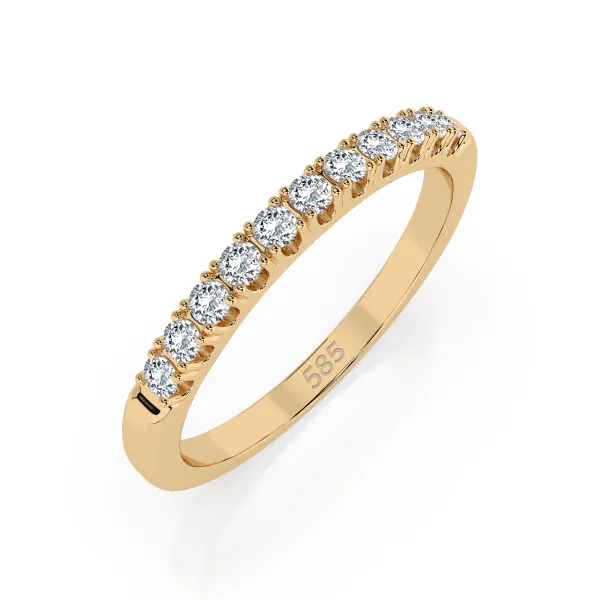 0,22 Karat Diamant Memoire Ring mit 11 Diamanten, Gelbgold 585 / 14K, Weite 63 mm, Gewicht ca. 
