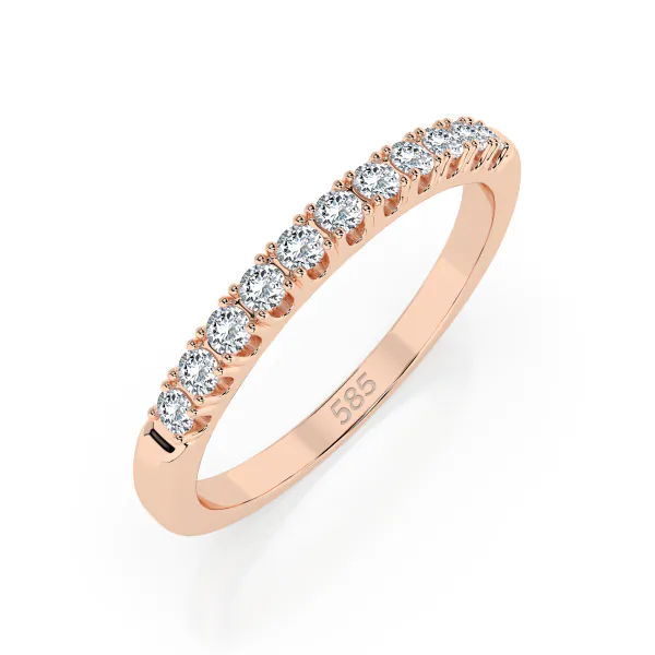 0,22 Karat Diamant Memoire Ring mit 11 Diamanten, Rotgold 585 / 14K, Weite 54 mm, Gewicht ca. 