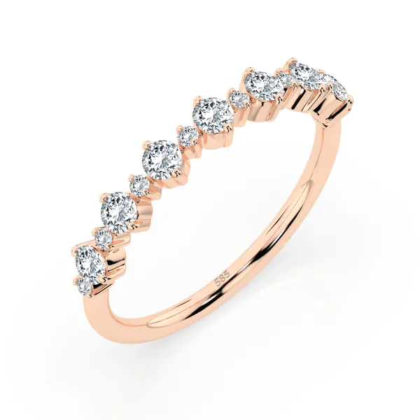 0,5 Karat Diamant Verlobungsring mit 15 Diamanten, Rotgold 585 / 14K, Weite 51 mm, Gewicht ca. 1.4 g.