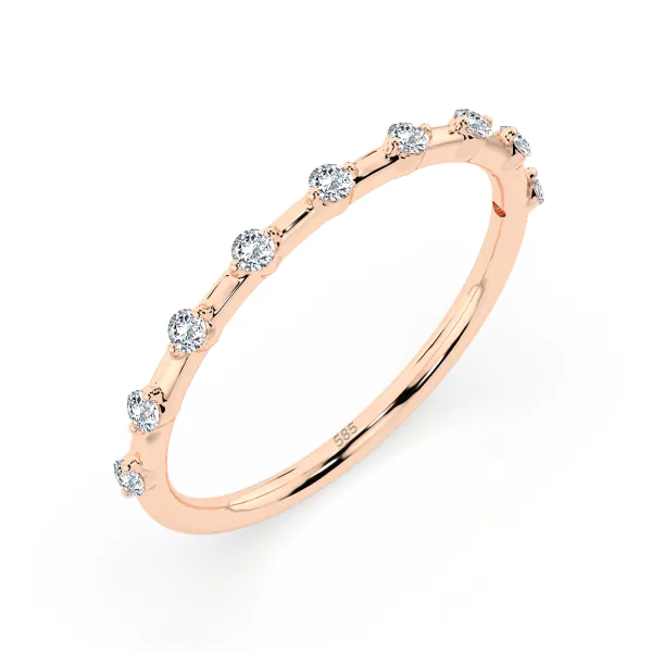 0,18 Karat Diamant Verlobungsring mit 9 Diamanten, Rotgold 585 / 14K, Weite 54 mm, Gewicht ca. 1.1 g.