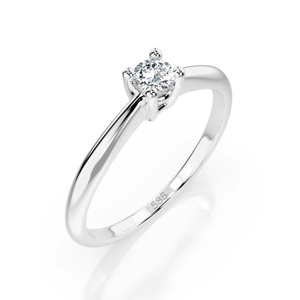 0,10 Karat Diamant Verlobungsring mit 1 Diamanten, Weißgold 585 / 14K, Weite 70 mm, Gewicht ca. 1.7 g.