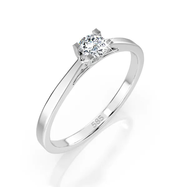 0,15 Karat Diamant Verlobungsring mit 1 Diamanten, Weißgold 585 / 14K, Weite 70 mm, Gewicht ca. 1.6 g.