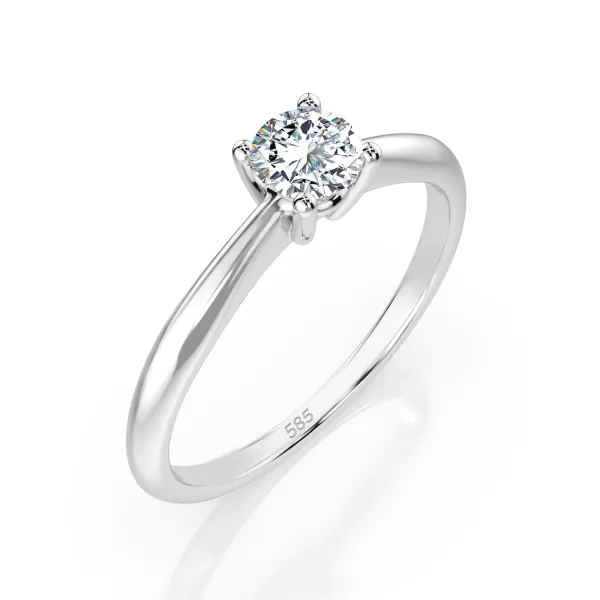 0,20 Karat Diamant Verlobungsring mit 1 Diamanten, Weißgold 585 / 14K, Weite 53 mm, Gewicht ca. 1.7 g.