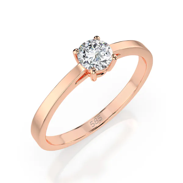 0,30 Karat Diamant Verlobungsring mit 1 Diamanten, Rotgold 585 / 14K, Weite 49 mm, Gewicht ca. 1.55 g.