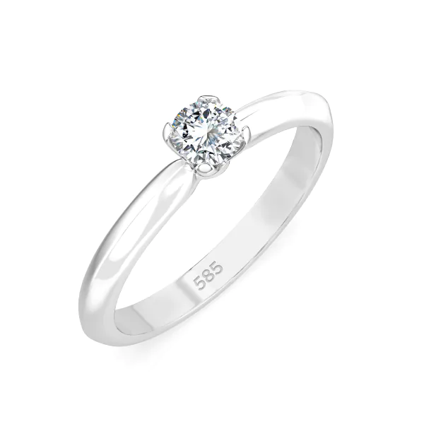 0,1 Karat Diamant Verlobungsring mit 1 Diamanten, Weißgold 585 / 14K, Weite 70 mm, Gewicht ca. 1.3 g.