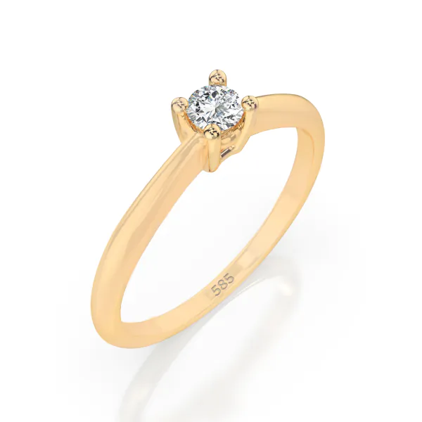 0,06 Karat Diamant Verlobungsring mit 1 Diamanten, Gelbgold 585 / 14K, Weite 49 mm, Gewicht ca. 1.75 g.
