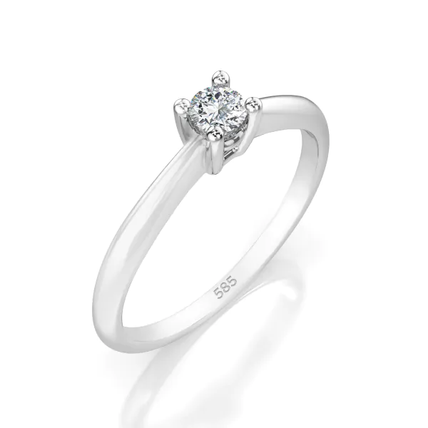 0,06 Karat Diamant Verlobungsring mit 1 Diamanten, Weißgold 585 / 14K, Weite 70 mm, Gewicht ca. 1.75 g.