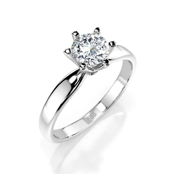 0,5 Karat Diamant Verlobungsring mit 1 Diamanten, Weißgold 585 / 14K, Weite 53 mm, Gewicht ca. 2.1 g.