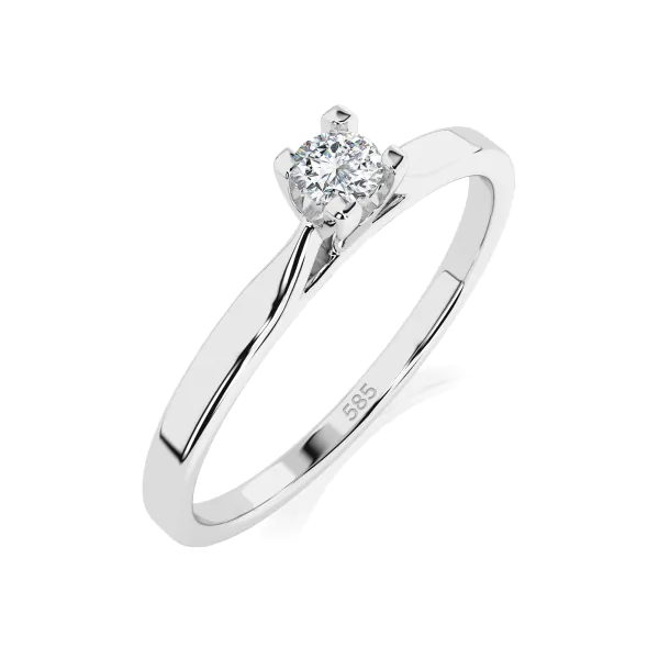0,06 Karat Diamant Verlobungsring mit 1 Diamanten, Weißgold 585 / 14K, Weite 70 mm, Gewicht ca. 1.5 g.