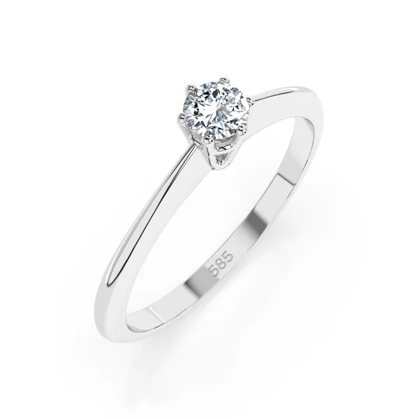 0,15 Karat Diamant Verlobungsring mit 1 Diamanten, Weißgold 585 / 14K, Weite 70 mm, Gewicht ca. 1.5 g.