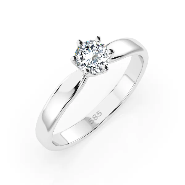 0,30 Karat Diamant Verlobungsring mit 1 Diamanten, Weißgold 585 / 14K, Weite 53 mm, Gewicht ca. 1.8 g.