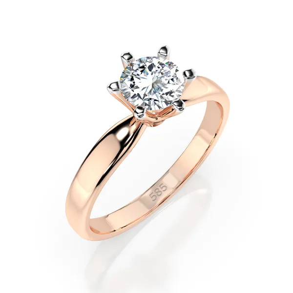 0,40 Karat Diamant Verlobungsring mit 1 Diamanten, Rotgold 585 / 14K, Weite 49 mm, Gewicht ca. 2.1 g.