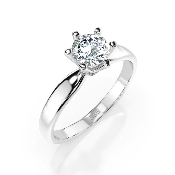 0,40 Karat Diamant Verlobungsring mit 1 Diamanten, Weißgold 585 / 14K, Weite 49 mm, Gewicht ca. 2.1 g.