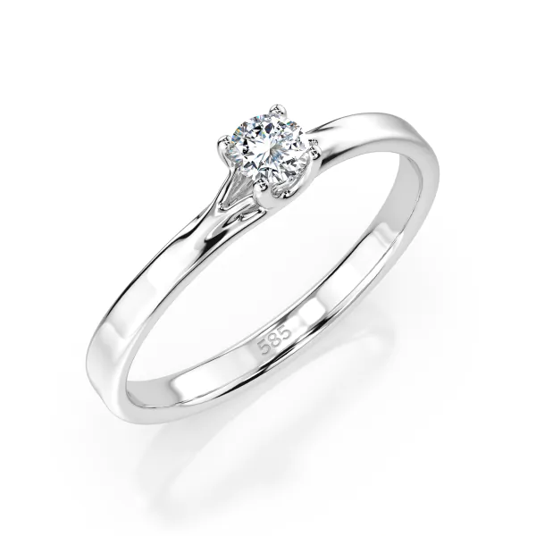 0,1 Karat Diamant Verlobungsring, Weißgold 585 / 14K, Weite 64 mm, Gewicht ca. 1.3 g.