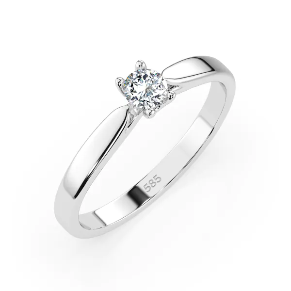 0,15 Karat Diamant Verlobungsring mit 1 Diamanten, Weißgold 585 / 14K, Weite 70 mm, Gewicht ca. 1.7 g.