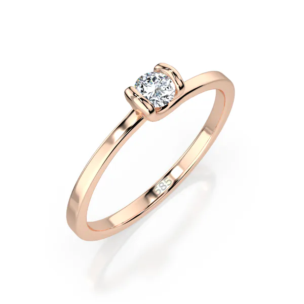 0,15 Karat Diamant Verlobungsring mit 1 Diamanten, Rotgold 585 / 14K, Weite 54 mm, Gewicht ca. 1.4 g.