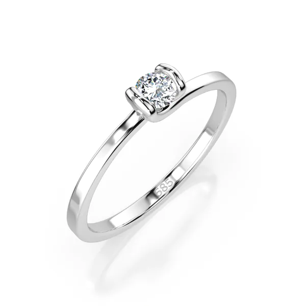 0,15 Karat Diamant Verlobungsring mit 1 Diamanten, Weißgold 585 / 14K, Weite 64 mm, Gewicht ca. 1.4 g.