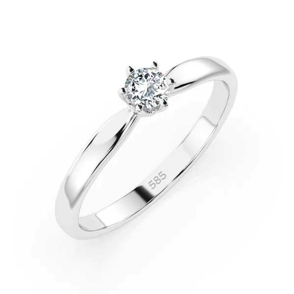 0,15 Karat Diamant Verlobungsring mit 1 Diamanten, Weißgold 585 / 14K, Weite 64 mm, Gewicht ca. 1.8 g.