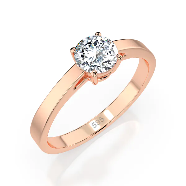 0,40 Karat Diamant Verlobungsring mit 1 Diamanten, Rotgold 585 / 14K, Weite 49 mm, Gewicht ca. 1.6 g.