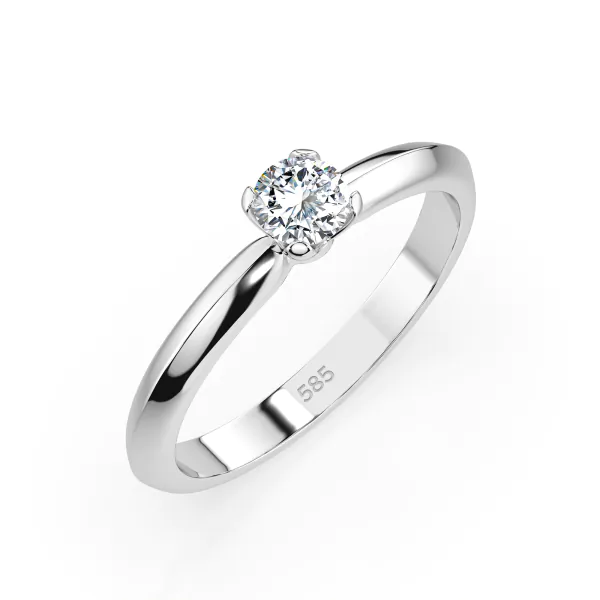 0,15 Karat Diamant Verlobungsring mit 1 Diamanten, Weißgold 585 / 14K, Weite 64 mm, Gewicht ca. 1.9 g.