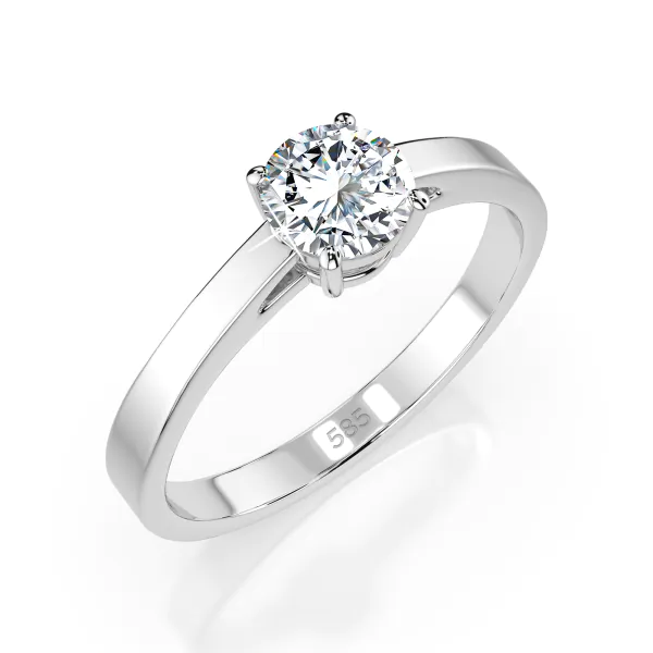 0,5 Karat Diamant Verlobungsring mit 1 Diamanten, Weißgold 585 / 14K, Weite 64 mm, Gewicht ca. 1.95 g.