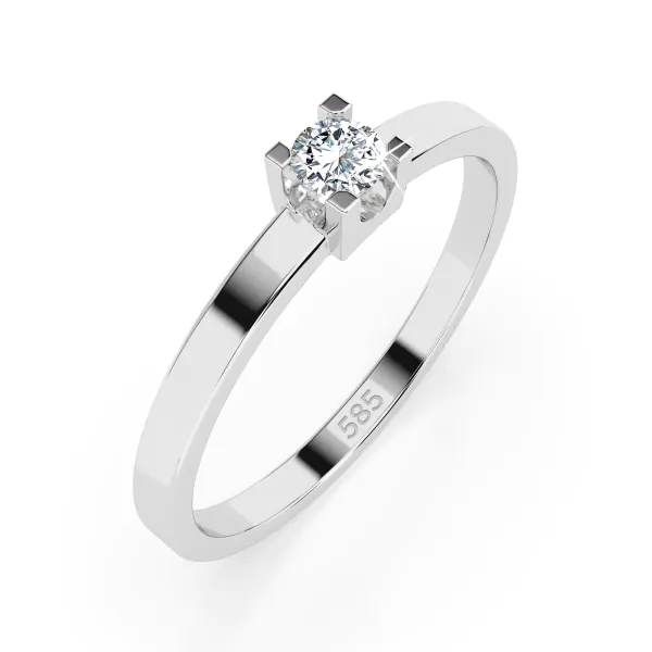 0,10 Karat Diamant Verlobungsring mit 1 Diamanten, Weißgold 585 / 14K, Weite 64 mm, Gewicht ca. 1.5 g.
