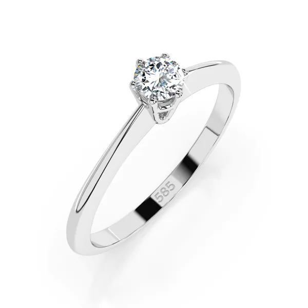 0,10 Karat Diamant Verlobungsring mit 1 Diamanten, Weißgold 585 / 14K, Weite 54 mm, Gewicht ca. 1.25 g.