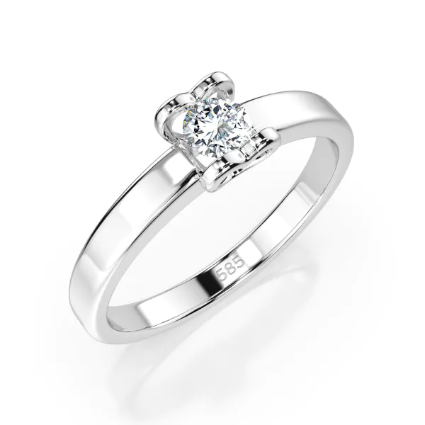 0,15 Karat Diamant Verlobungsring mit 1 Diamanten, Weißgold 585 / 14K, Weite 62 mm, Gewicht ca. 2.0 g.