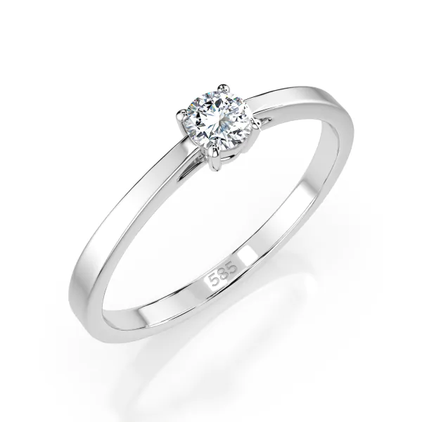 0,15 Karat Diamant Verlobungsring, Weißgold 585 / 14K, Weite 70 mm, Gewicht ca. 1.4 g.