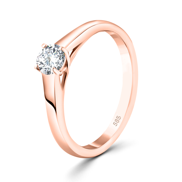 0,30 Karat Diamant Verlobungsring mit GIA Zertifikat, Rotgold 750 / 18K, Breite 1,7 mm,Weite 54 mm, Gewicht ca. 2.84 g.