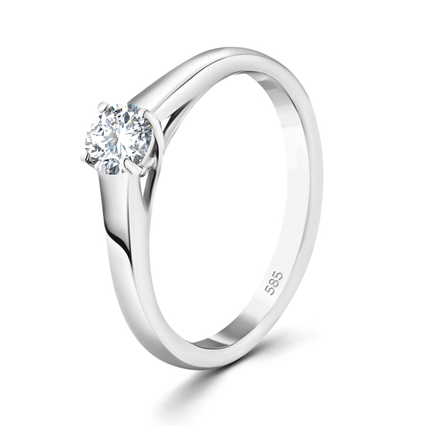 0,30 Karat Diamant Verlobungsring mit GIA Zertifikat, Weißgold 585 / 14K, Breite 1,7 mm,Weite 55 mm, Gewicht ca. 2.6 g.