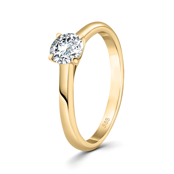 0,50 Karat Diamant Ring mit GIA Zertifikat, Gelbgold 585 / 14K, Breite 1,7 mm,Weite 56 mm, Gewicht ca. 2.7 g.