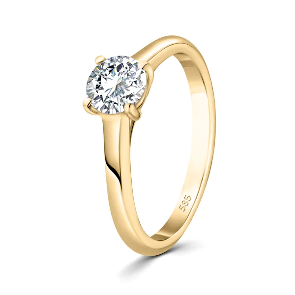 0,70 Karat Diamant Ring mit GIA Zertifikat, Gelbgold 585 / 14K, Breite 1,7 mm,Weite 58 mm, Gewicht ca. 2.9 g.