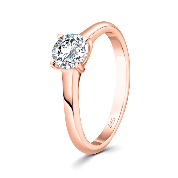 0,70 Karat Diamant Ring mit GIA Zertifikat, Rotgold 585 / 14K, Breite 1,7 mm,Weite 51 mm, Gewicht ca. 2.9 g.