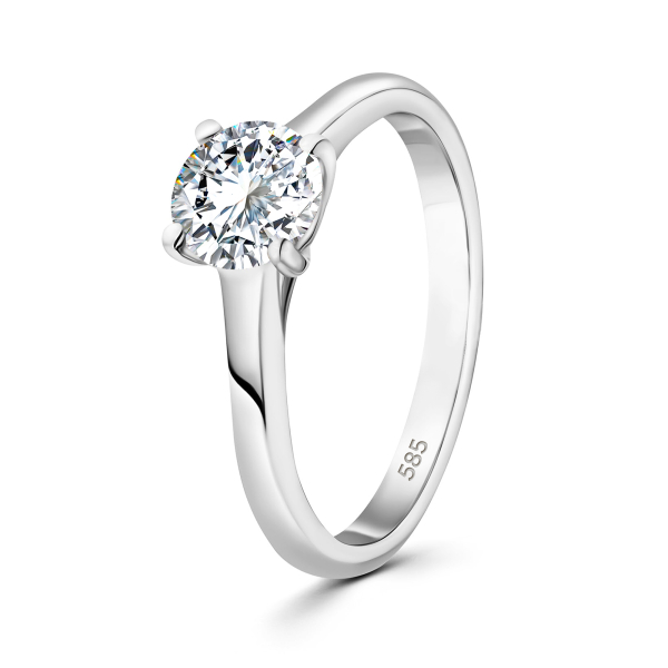 0,90 Karat Diamant Ring mit GIA Zertifikat, Weißgold 585 / 14K, Breite 1,7 mm,Weite 54 mm, Gewicht ca. 3 g.