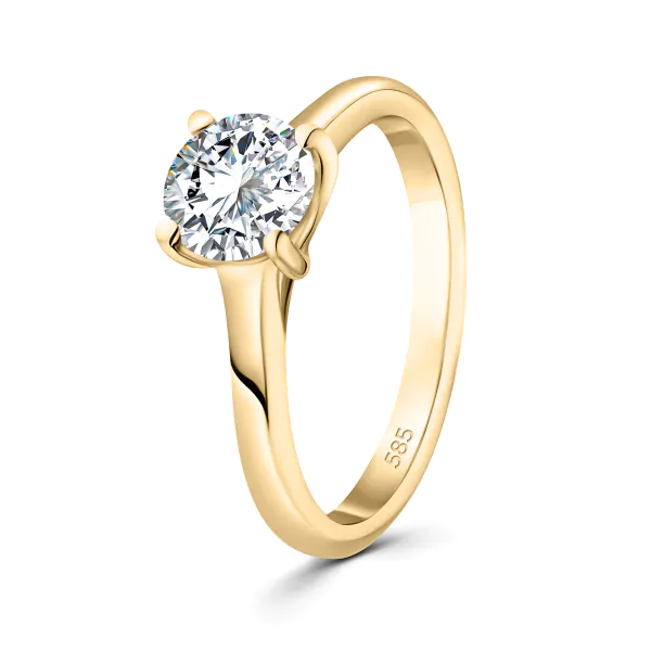 1 Karat Diamant Ring mit GIA Zertifikat, Gelbgold 585 / 14K, Breite 1,7 mm,Weite 56 mm, Gewicht ca. 3.5 g.
