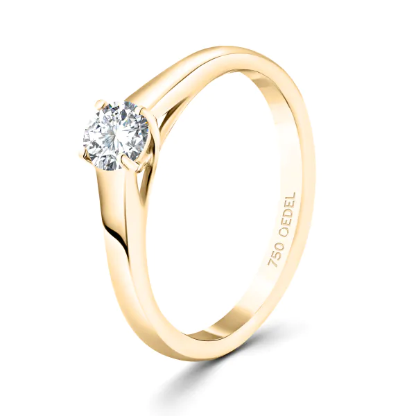 0,30 Karat Diamant Verlobungsring mit GIA Certifikate, Gelbgold 750 / 18K, Weite 54 mm, Gewicht ca. 2.84 g.